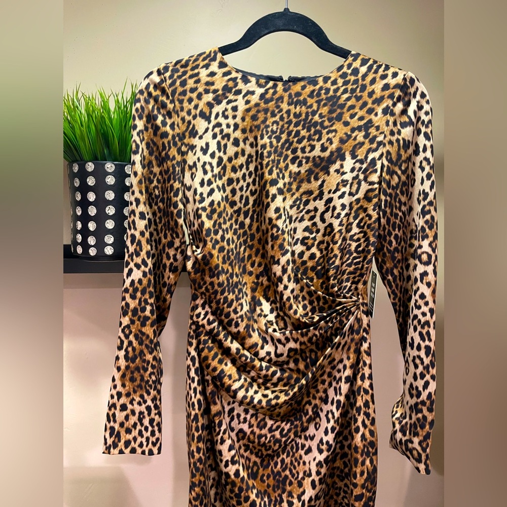 Express Mini Dress w Long Sleeves | Leopard Print | Optional Waist Tie | NWT